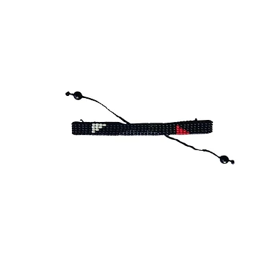 Silent Strength Beaded Bracelet – Black with Red & White Triangles