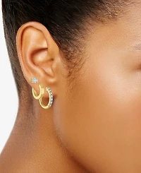 Macy's 3-Pc. Diamond Earrings Set (1/5 ct. t.w.) in 14k Yellow Gold Over Sterling Silver