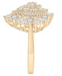 Wrapped in Love Diamond Round (0.72 ct. t.w.) and Baguette (0.28 ct. t.w.) Cluster Ring in 14K Yellow Gold