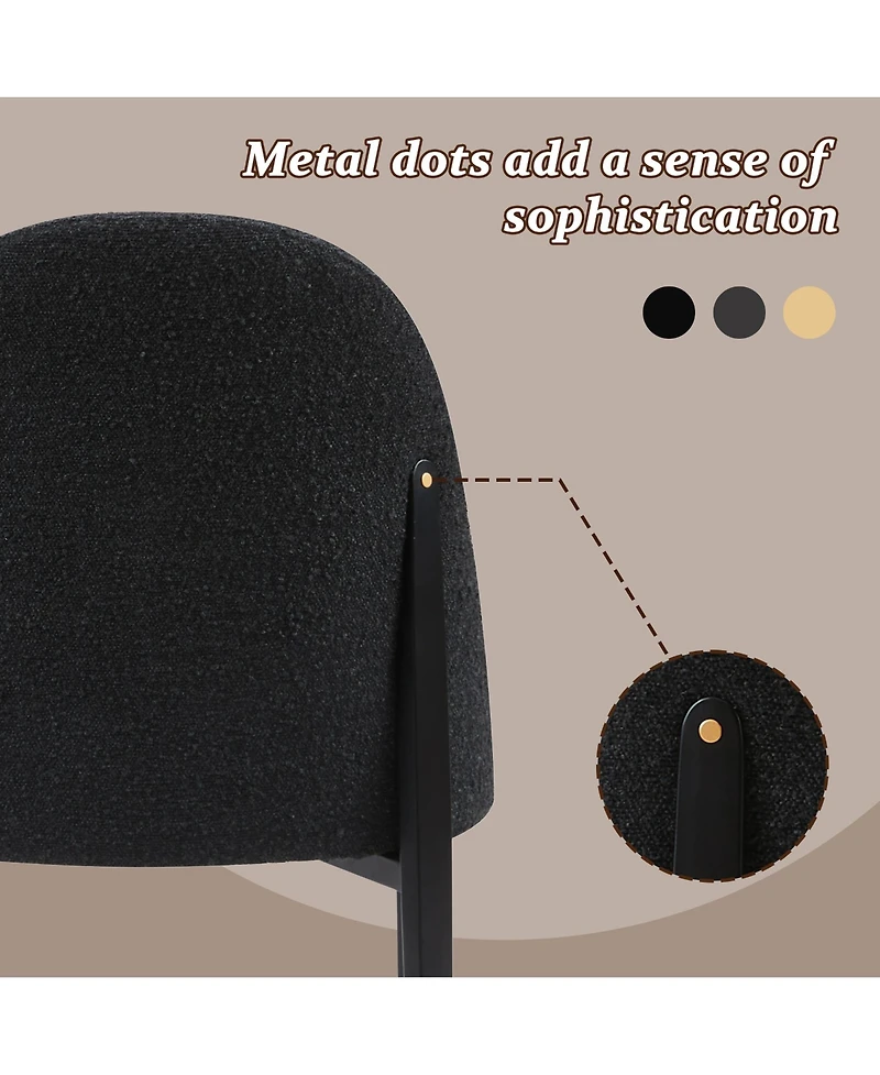 Morden Fort Minimalist 3-Piece Faux Marble Round Table with Black Boucle Armless Chair Dining Room Set for Kitchen