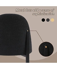 Morden Fort Minimalist 3-Piece Faux Marble Round Table with Black Boucle Armless Chair Dining Room Set for Kitchen