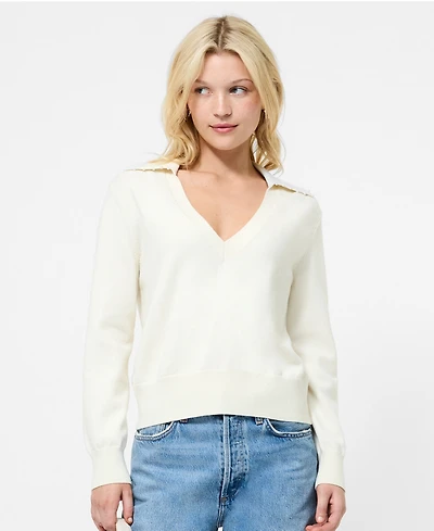 Fcuk Women's Sloane Knit Collar V-Neck Sweater