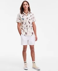 Sun Stone Mens Chase Regular Fit 6 Linen Blend Shorts Orion Leaf Short Sleeve Button Up Shirt Macys Exclusive