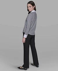 Karl Lagerfeld Paris Women's Embellished Collar Long Sleeve Top