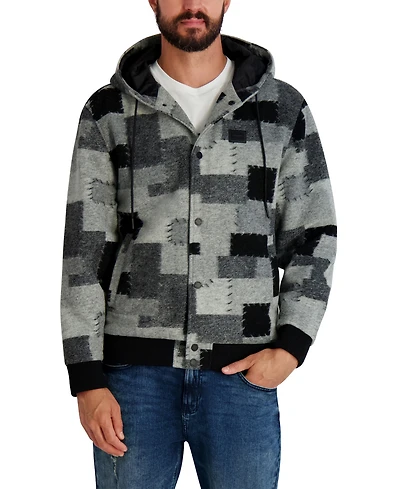 Karl Lagerfeld Paris Men's Patch Detail Hooded Jacket