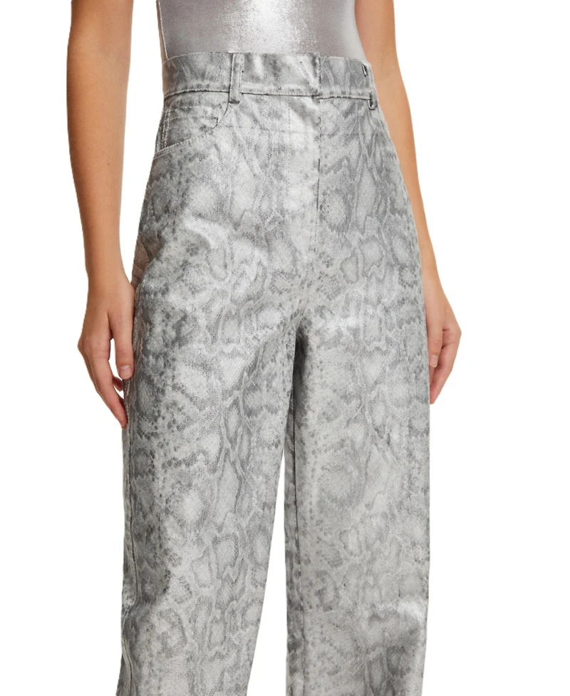 Nocturne Women's Silver Snake Print Pants