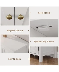 Shoe Cabinet with Doors, Farmhouse 35'' Shoe Storage Cabinet,4-Tier Entryway Shoe Storage, Large Shoe Organizer Cabinet for Living Room Hallway,White