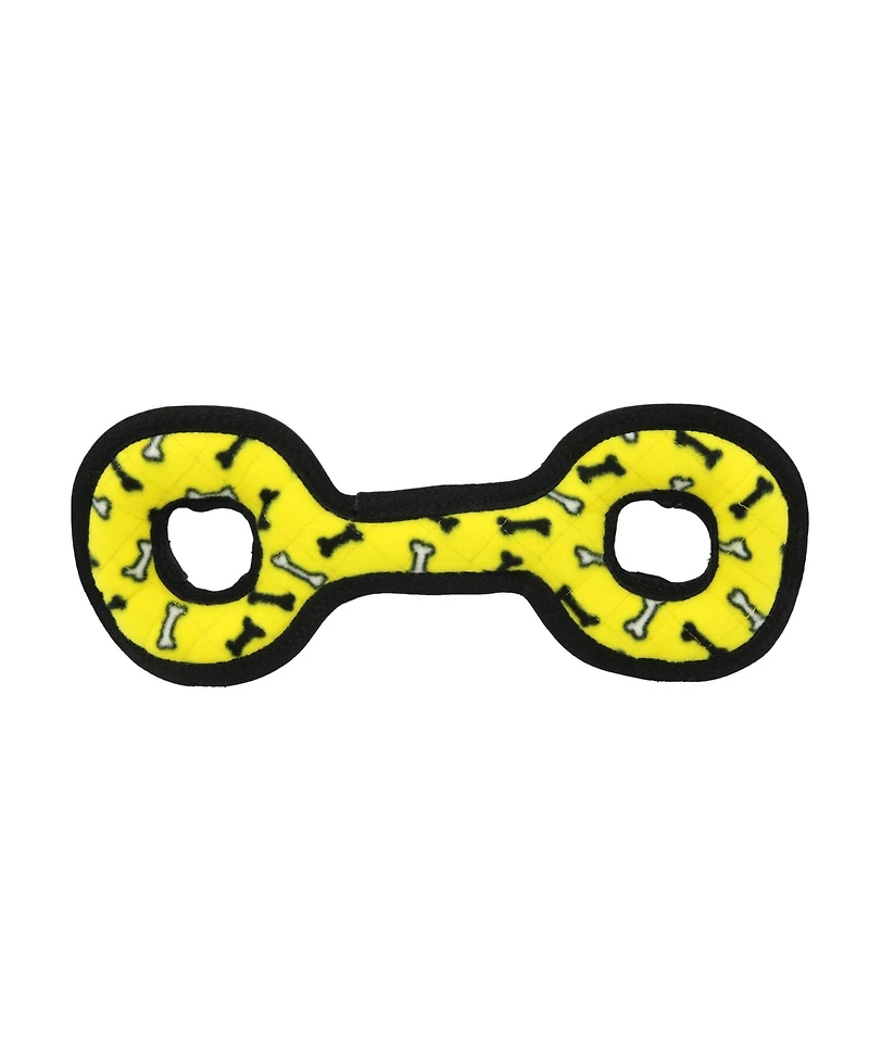 Tuffy Medium Tug-o-War Yellow Bone 2 Pack, Durable Plush Squeaky Dog Toy