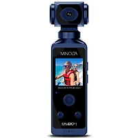 Minolta MN4KP1 4K Ultra Hd Wi-Fi Enabled Pocket Camcorder, Blue Bundle with 32GB microSD Card, Cleaning Kit