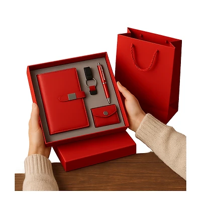 4 Pcs Travel Business Notebook Set-red