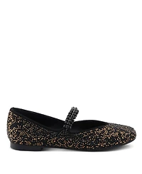 Azura Women's Kailyn Jeweled Slip-On Flats with Crystal-Encrusted Upper, Stretch Strap Pearls, Cushioned Insole, and Slip-Resistant Rubber Outsol