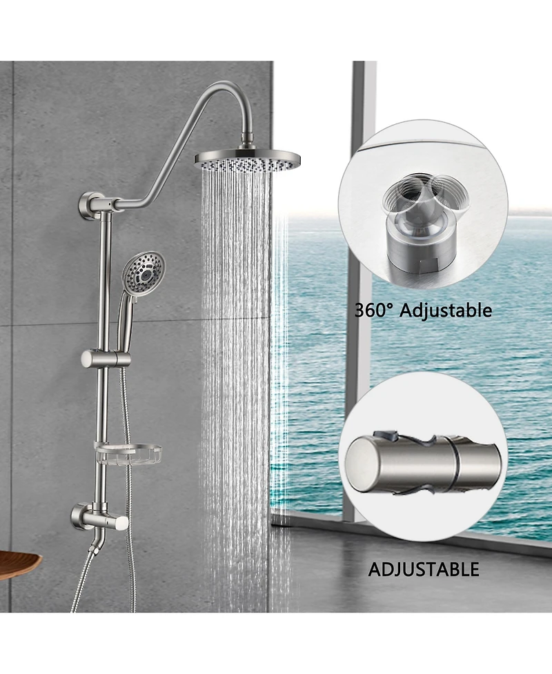 Rainsken 8-Inch Rain Shower Head with Handheld Shower System
