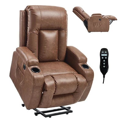Pu Infinite Position Up to 350 Lbs Power Lift Recliner Chair for Elderly, Heavy Duty Motion Mechanism with 8-Point Vibration Massage