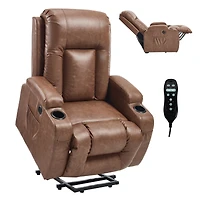 Pu Infinite Position Up to 350 Lbs Power Lift Recliner Chair for Elderly, Heavy Duty Motion Mechanism with 8-Point Vibration Massage