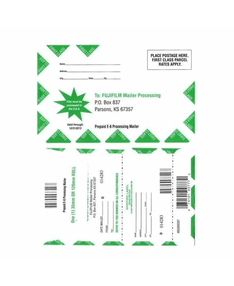 Fujifilm Fujifilm 35mm Slide Film Mailer for 36 Exposure Rolls, Pack of 5.