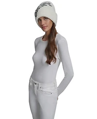 Dkny Women's Varsity Knit Logo Beanie