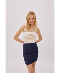 Labeca London Us Women's Hazel Two Toned Linen Twist Mini Dress - S / Multicolor