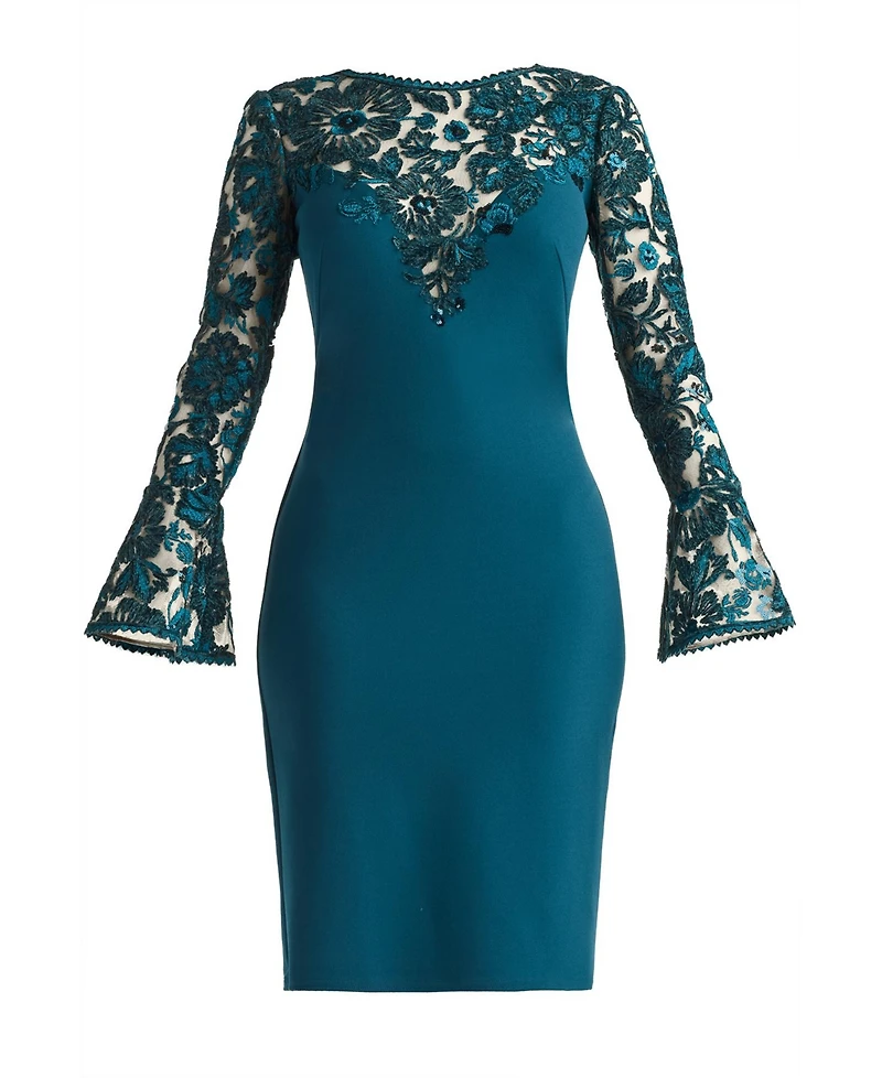 Tadashi Shoji Women's Lou Embroidered Crepe Bell Sleeve Dress