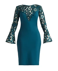 Tadashi Shoji Women's Lou Embroidered Crepe Bell Sleeve Dress