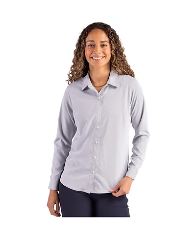 Cutter & Buck Women's Skyline Epic Confidence Recycled Pinstripe Long Sleeve Dress Shirt