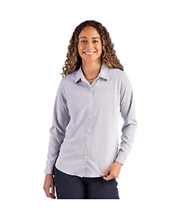 Cutter & Buck Women's Skyline Epic Confidence Recycled Pinstripe Long Sleeve Dress Shirt
