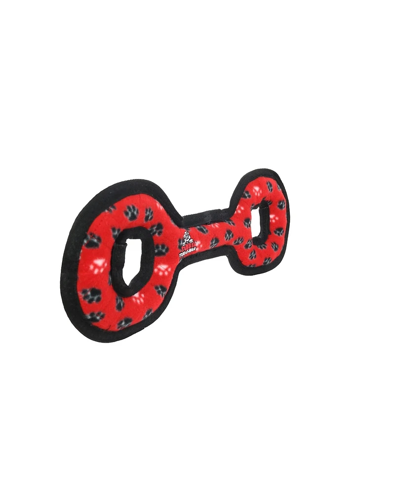 Tuffy Medium Tug-o-War Red Paw, Durable Plush Squeaky Dog Toy