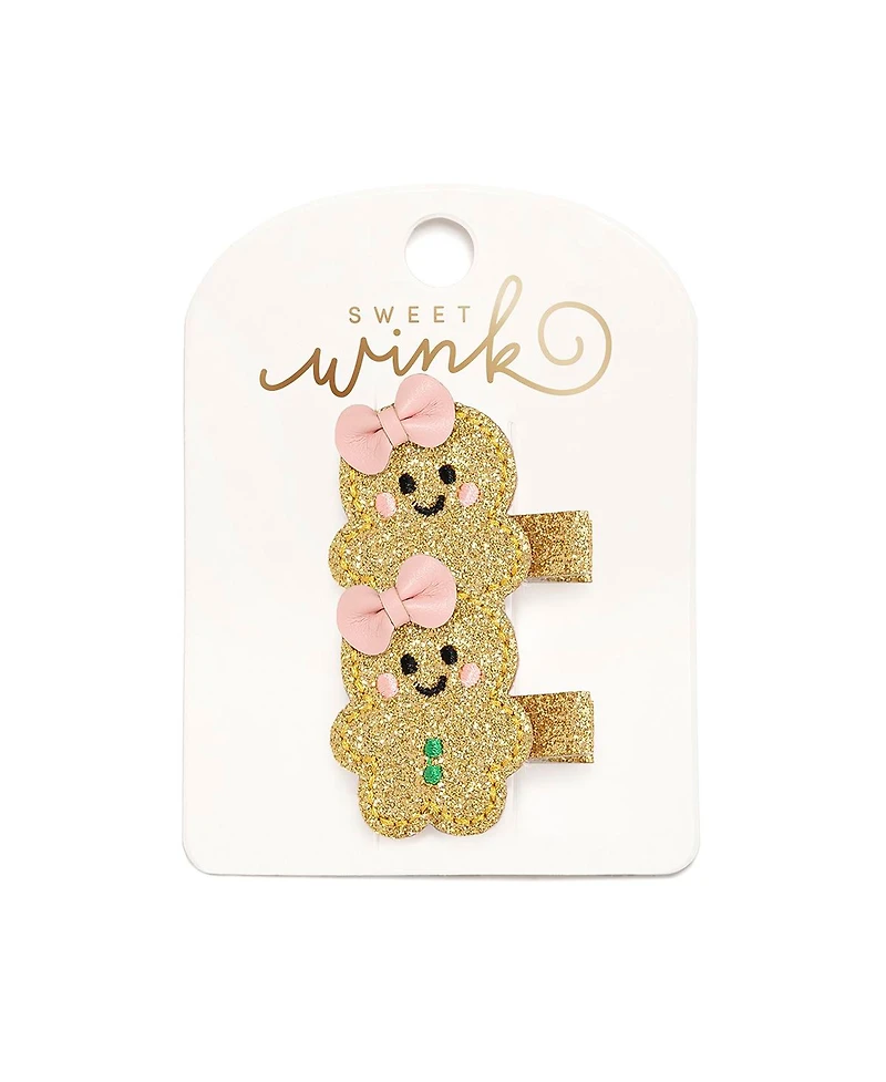 Sweet Wink Girls Gingerbread Christmas 2 Piece Clip Set