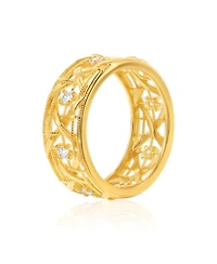 Suzy Levian Sterling Silver Cubic Zirconia Cutout Eternity Band Ring