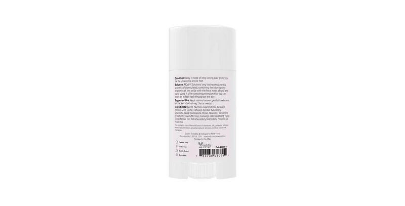Now Foods Long Lasting Deodorant Stick, Rose + Ylang Ylang 2.2 Oz