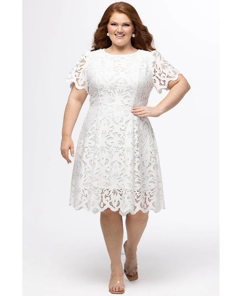 Celebrations by Sydney's Closet Women's Lace Little White Party Dress with Cap Sleeve