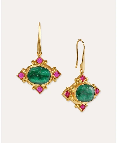 Ottoman Hands Raina Emerald And Pink Crystal Drop Earrings