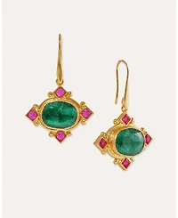 Ottoman Hands Raina Emerald And Pink Crystal Drop Earrings