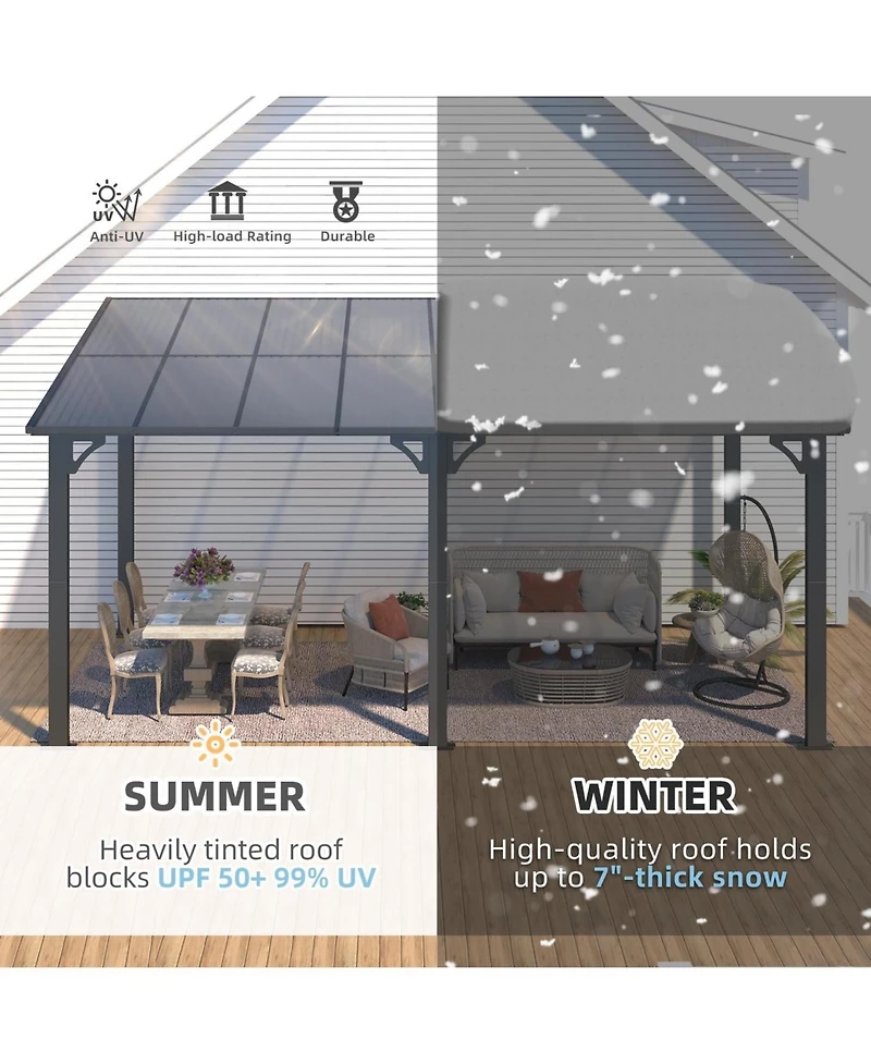 Aecojoy 16'x8' Wall Mounted Gazebos Pergola