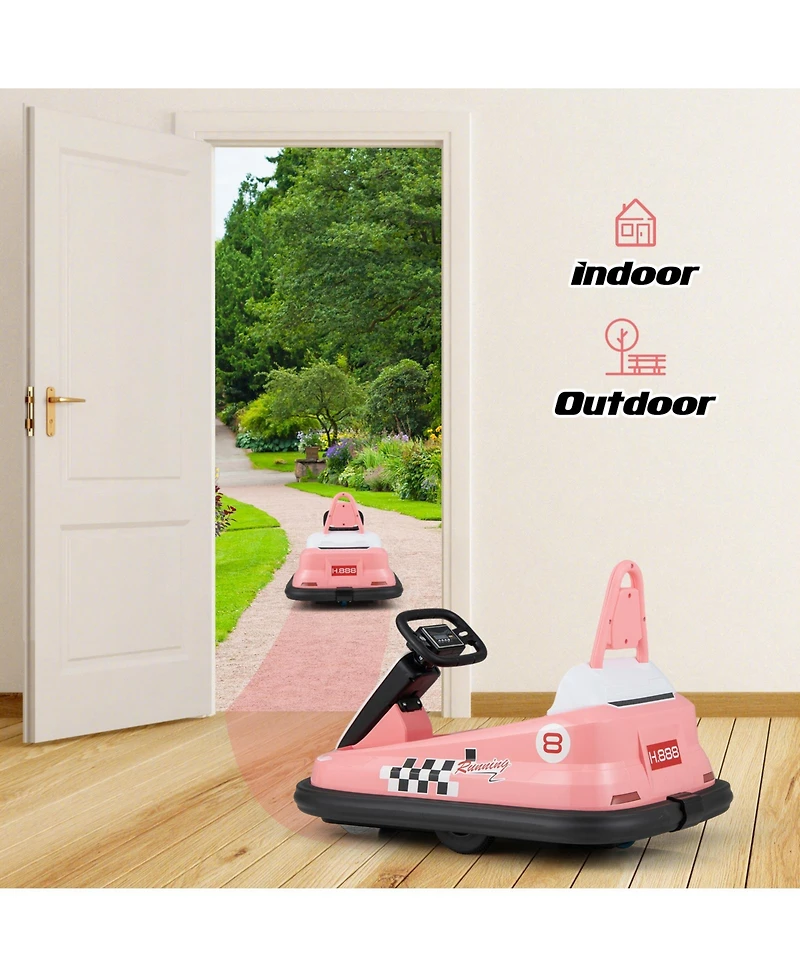 6V Kids Electric Bumper Car with 360° Spin and Dual Motors