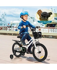16 Inch Kids Bike with Removable Training Wheels and Adjustable Seat, Black/White