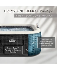 Intex PureSpa Greystone Deluxe Spa Set, 170 Bubble Jet Hot Tub with Cover, 77"x28"