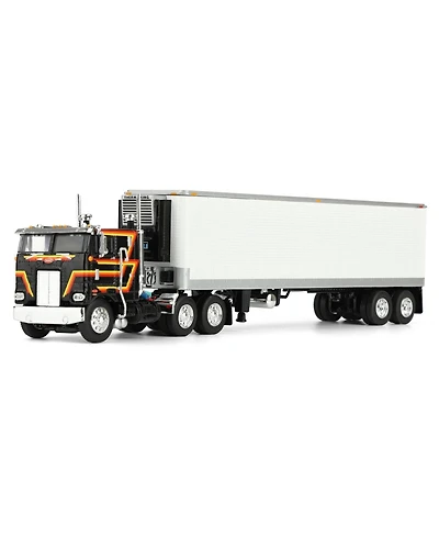 First Gear Dcp 1/64 Black Peterbilt 352 Coe 86in Sleeper Cab with White 40ft Vintage ThermoKing Reefer Trailer