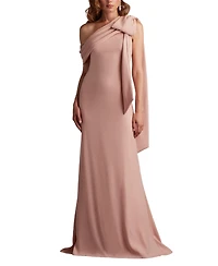 Tadashi Shoji Women's Cassia Bow-Shoulder Crepe Gown