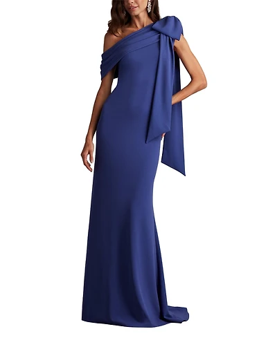 Tadashi Shoji Women's Cassia Bow-Shoulder Crepe Gown