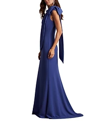 Tadashi Shoji Women's Cassia Bow-Shoulder Crepe Gown