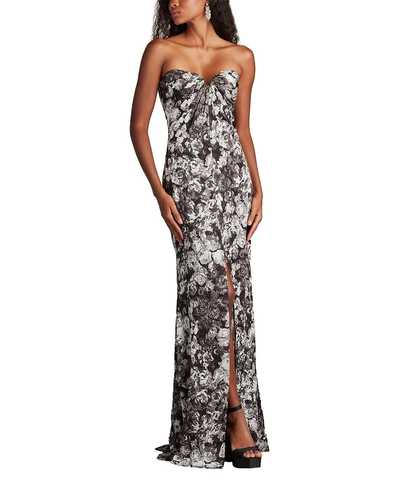 Tadashi Shoji Women's Carnie Strapless Floral Print Gown