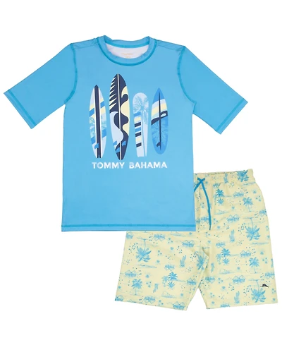 Tommy Bahama Boys Rash Guard and Swim Trunks 2-Piece Swimsuit Set
