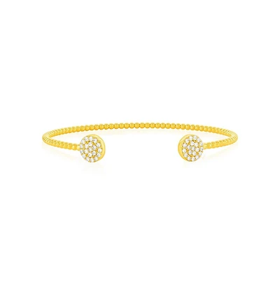 Sterling Silver, Double Round Cz Beaded Bangle