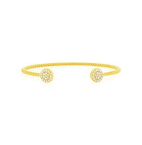 Sterling Silver, Double Round Cz Beaded Bangle