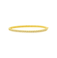Sterling Silver, Cz Twist Design Bracelet - Gold Plated