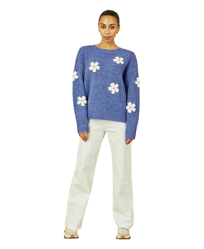 Yumi Women's Crochet Flower Knit Sweater