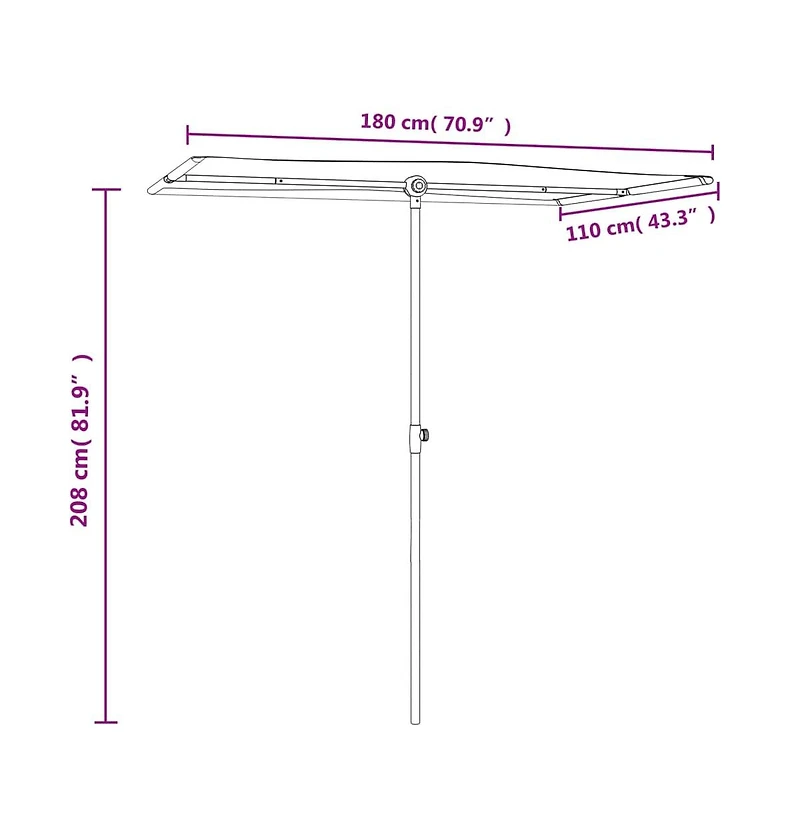 Garden Parasol Azure blue 100% polyester, aluminum Large