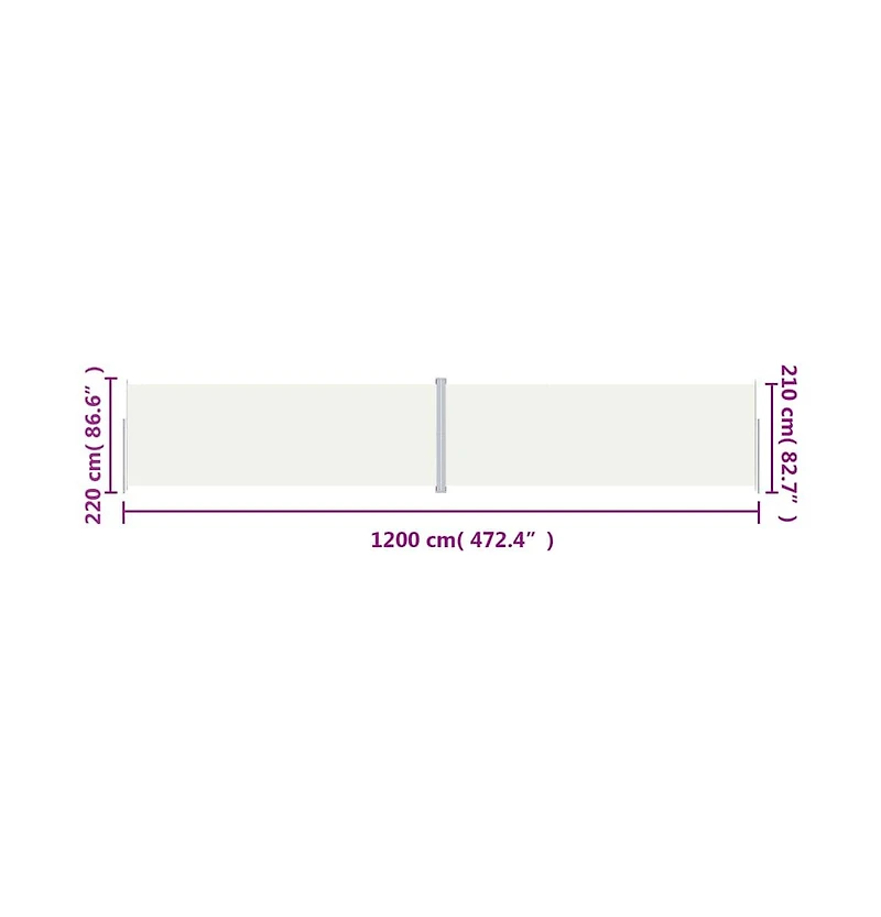 Side Awning Cream Polyester, Steel, Aluminum Large Retractable