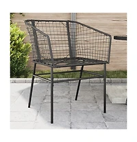 Garden Chair Black Pe Rattan, Powder-Coated Steel Durable