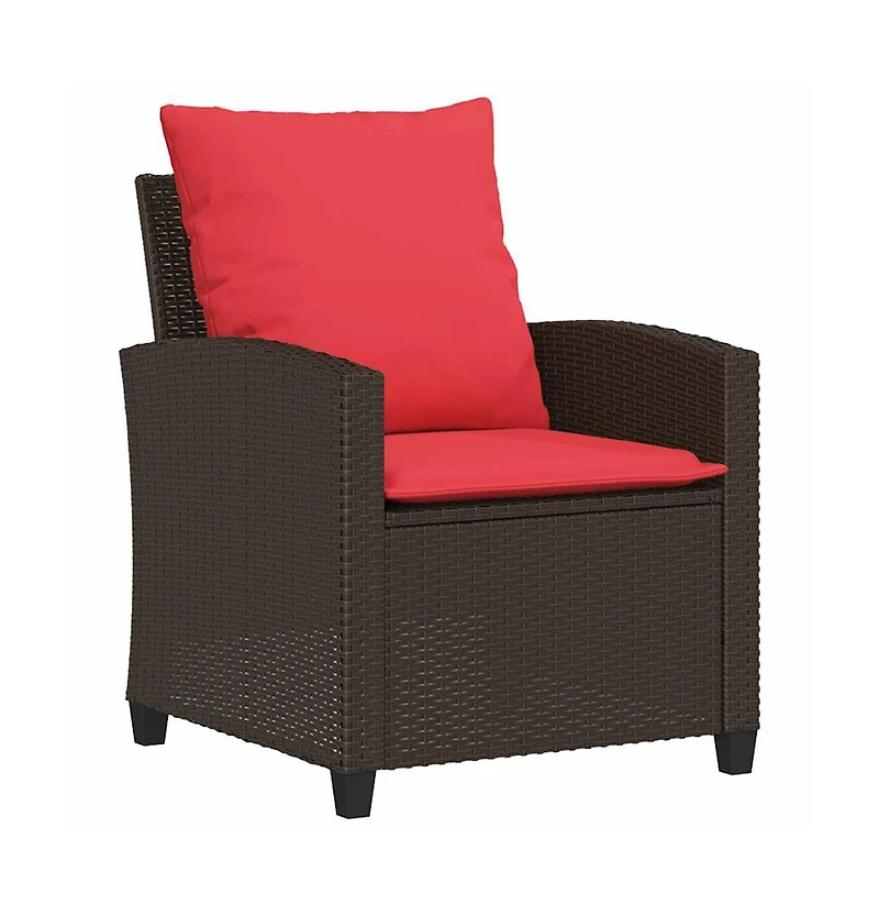 4 Piece Patio Sofa Set with Cushions Brown Poly Rattan